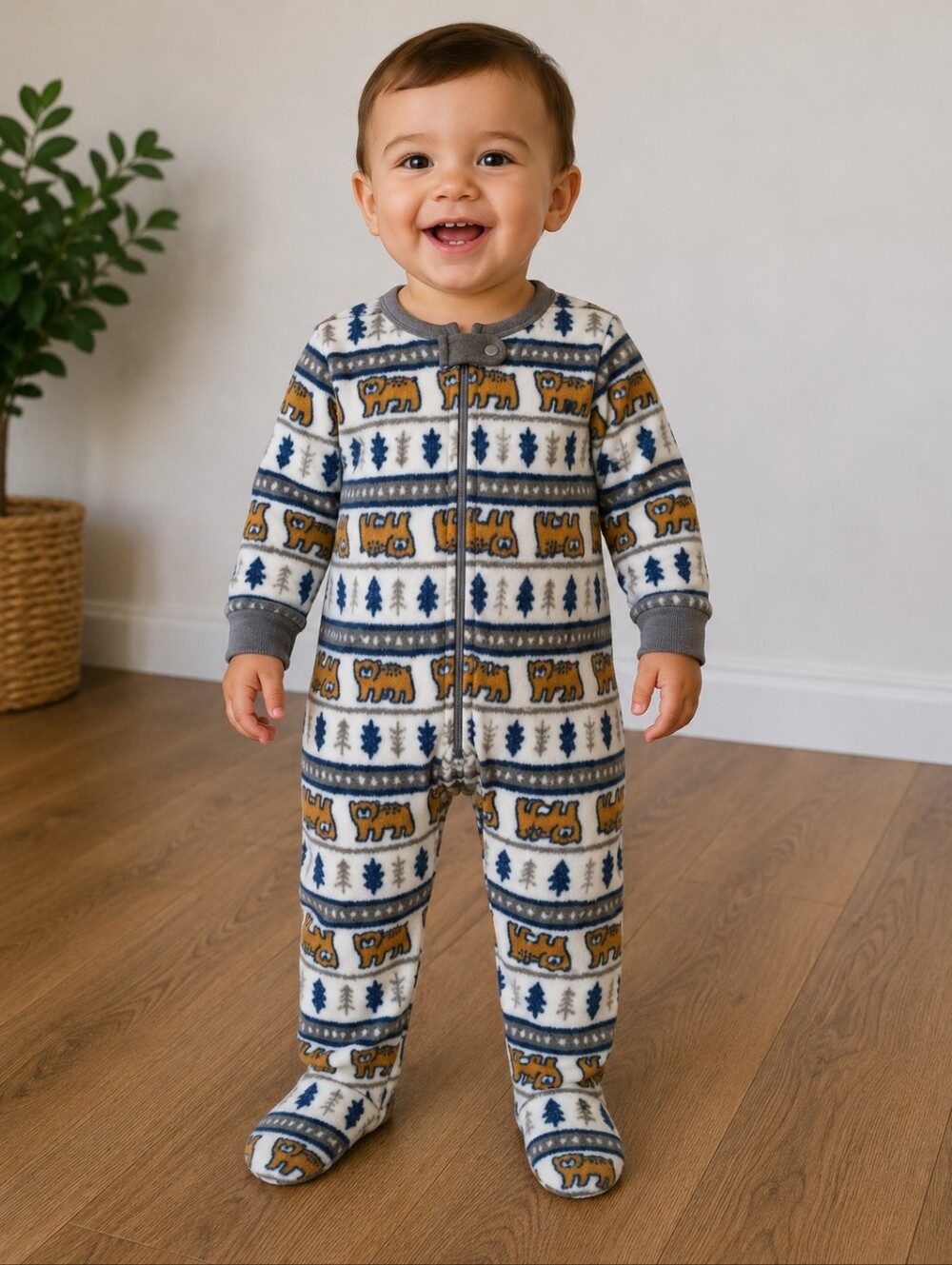 24m Boys Fleece Bear Sleeper